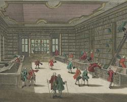 Habiter la bibliothèque des Lumières : la bibliothèque de l’université de Göttingen (gravure, 1740) (BnF, LI-72 (6)-FOL)